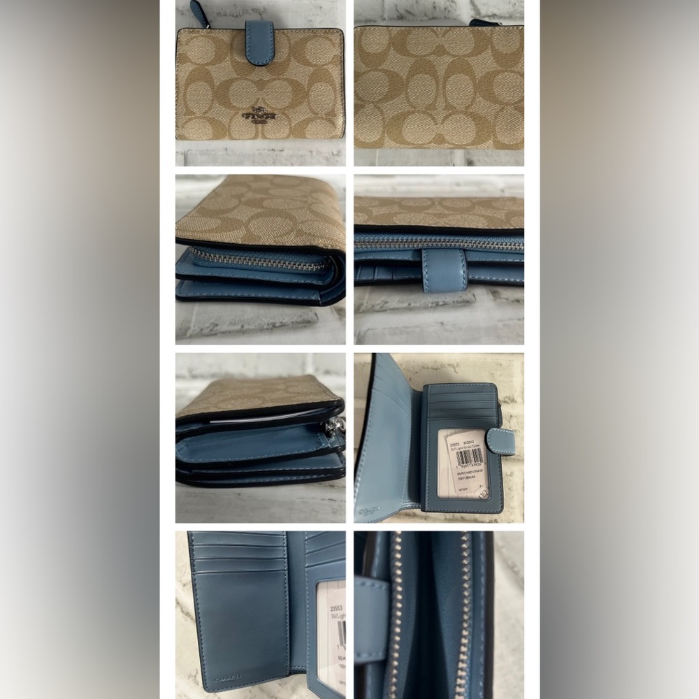 MEDIUM CORNER ZIP WALLET IN SIGNATURE CANVAS NWT